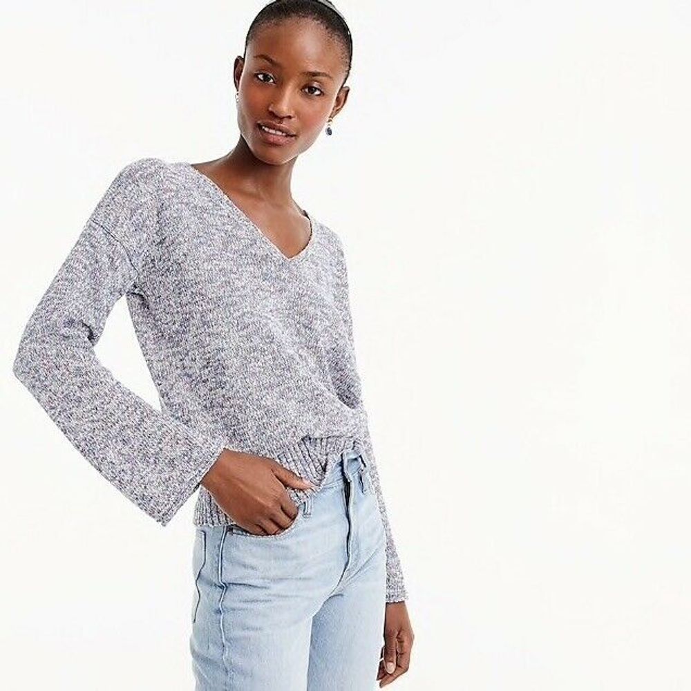 J. Crew Women’s Sweater Flared Sleeve Marled - Picture 1 of 8